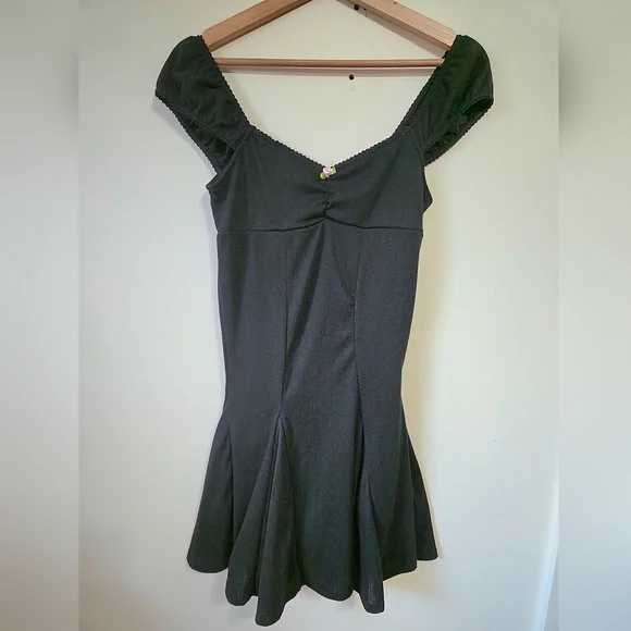 3/$20 AEROPOSTALE Black Sweetheart Pointelle Fit & Flare Mini Dress, xsmall - Picture 1 of 9